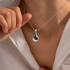 Silver Large Water Drop Pendant Necklace
