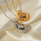 Silver Large Water Drop Pendant Necklace