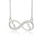 Infinity Heart Pendant Necklace with Silver Zircon