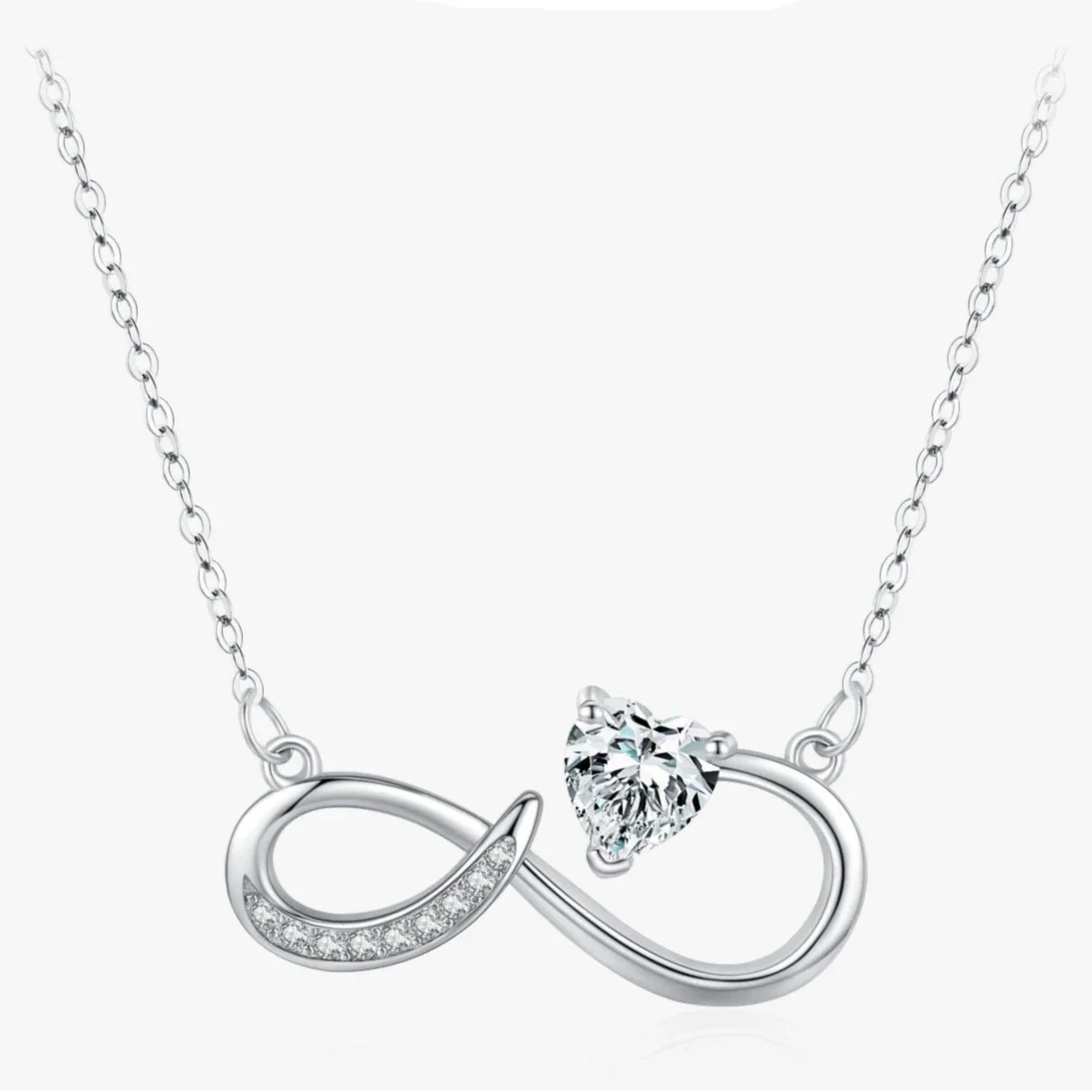 Infinity Pendant Necklace and Lion in Zircon