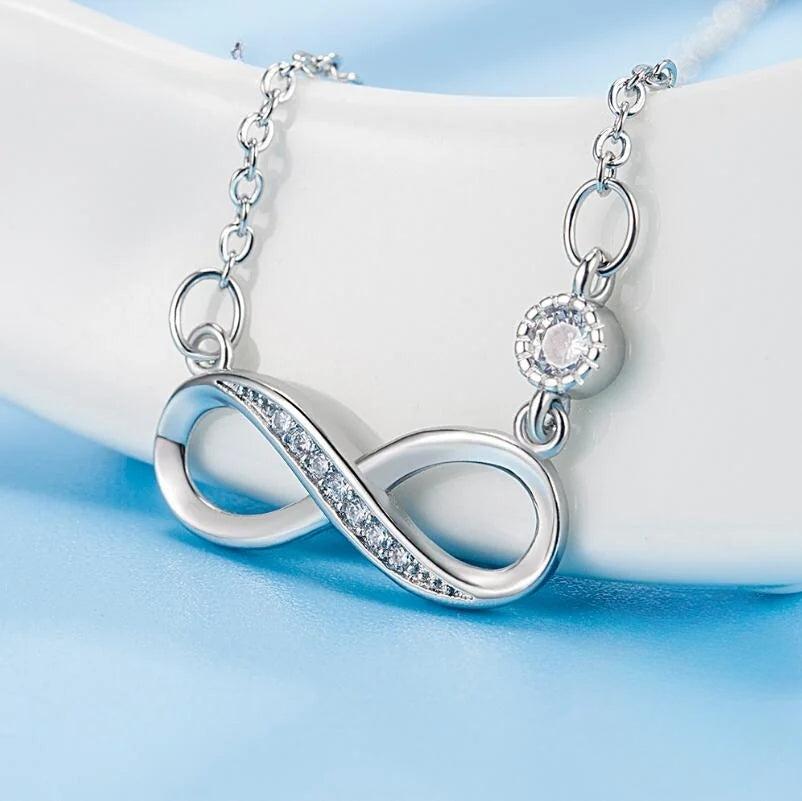 Silver Women's Infinite Zircon Pendant Necklace