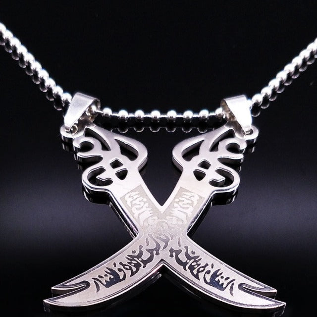Islamic Muslim Pendant Necklace Sword of Ali Zulfikar silver