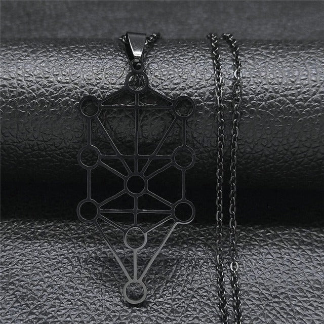 Kabbalah Pendant Necklace Tree of Life Sephiroth Diagram black