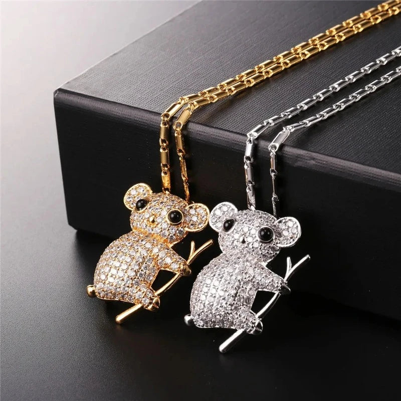 Koala Necklace Stones Gold Or Silver
