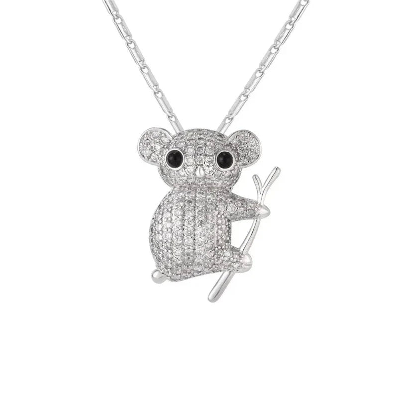 Koala Necklace Stones Silver