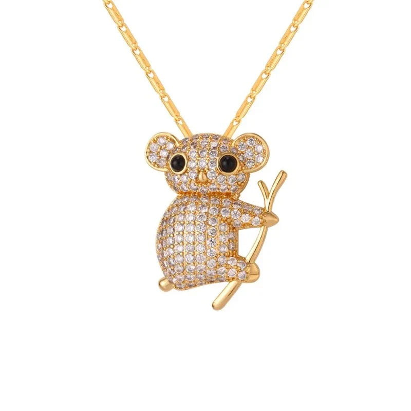 Koala Necklace Stones Gold