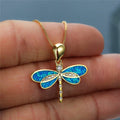 Blue Women's Dragonfly Pendant Necklace