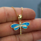 Blue Women's Dragonfly Pendant Necklace