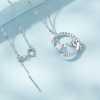 Moon Pendant Necklace in Zircon and Cat