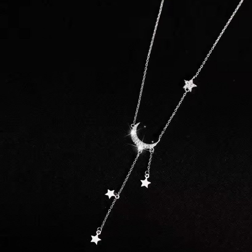 Moon Star Celestial Pendant Necklace for Women