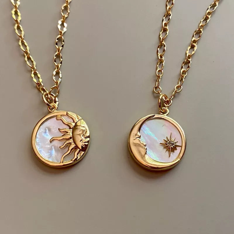 Moon or Sun Round Pendant Necklace