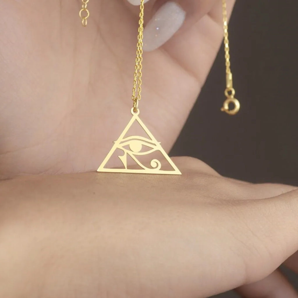 Egyptian Eye of Horus Oudjat Necklace & Pendant for Women in Gold