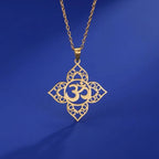 Gold Om Buddhism Pendant Necklace