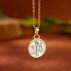 Gold and White Zodiac Sign Pendant Necklace 12 Constellations Libra