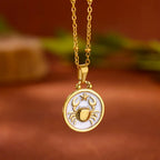 Gold and White Zodiac Sign Pendant Necklace 12 Constellations Cancer