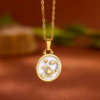Gold and White Zodiac Sign Pendant Necklace 12 Constellations Scorpio