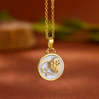 Gold and White Zodiac Sign Pendant Necklace 12 Constellations Virgo