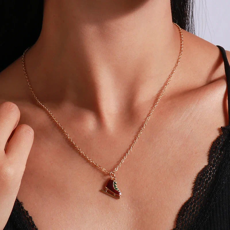 Christmas Skates Pendant Necklace