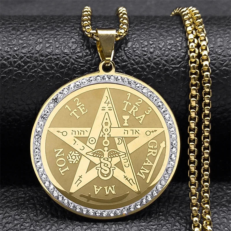 Pentacle Pendant Necklace Witchcraft Wiccan gold