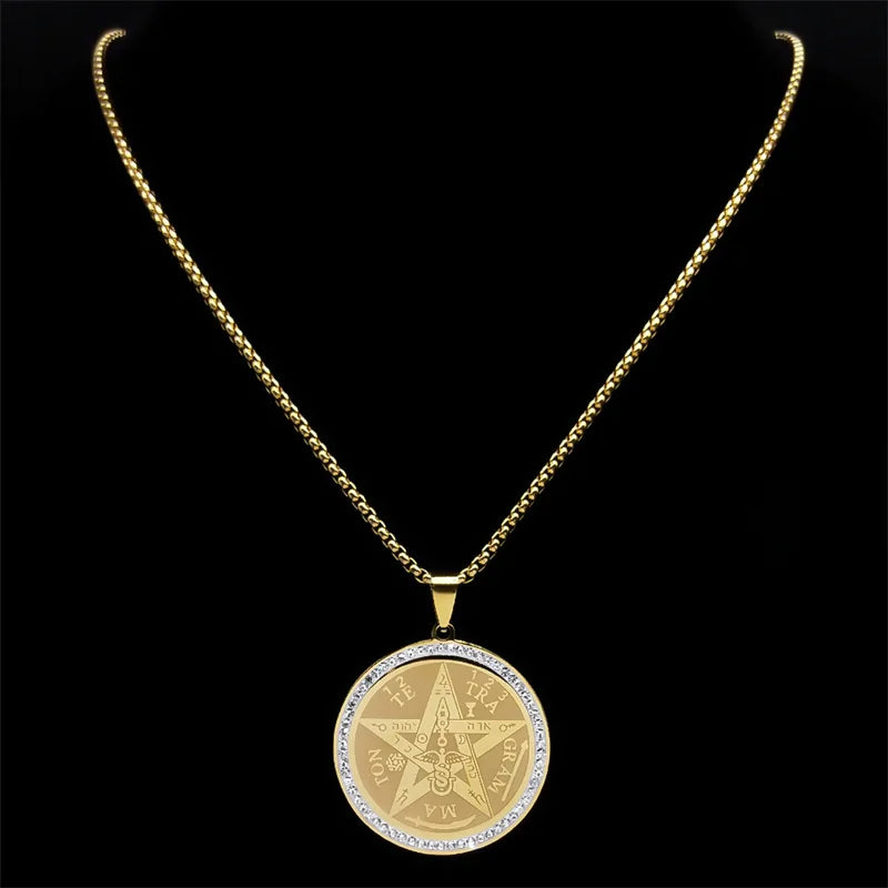 Pentacle Pendant Necklace Witchcraft Wiccan gold