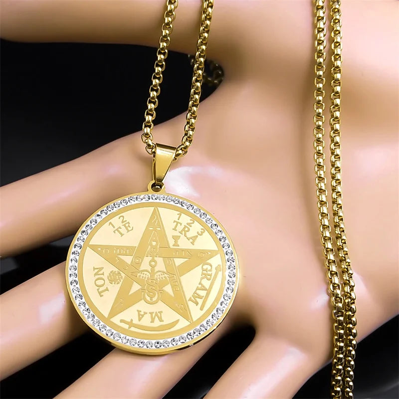 Pentacle Pendant Necklace Witchcraft Wiccan gold