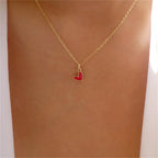 Red Small Heart Choker Pendant Necklace