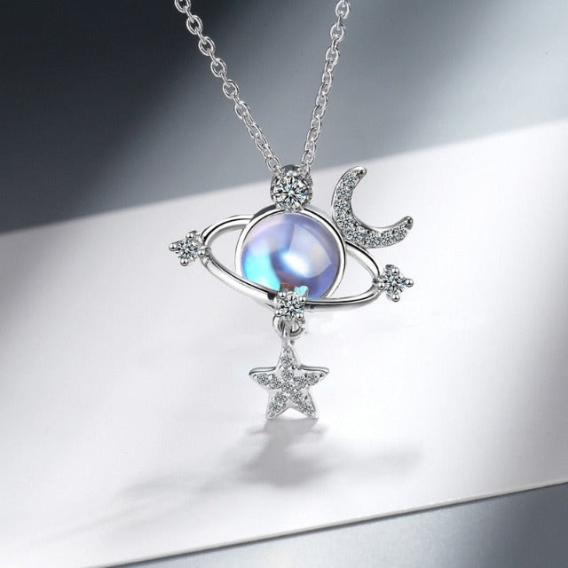 Light Blue Moonstone Pendant Necklace