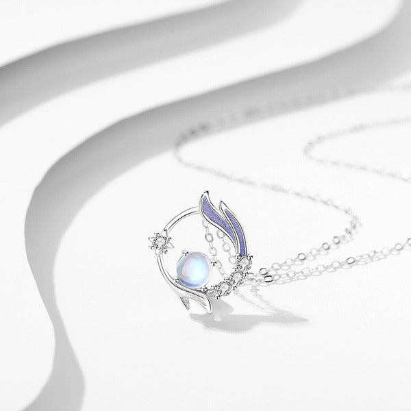 Silver Moonstone Pendant Necklace for Women