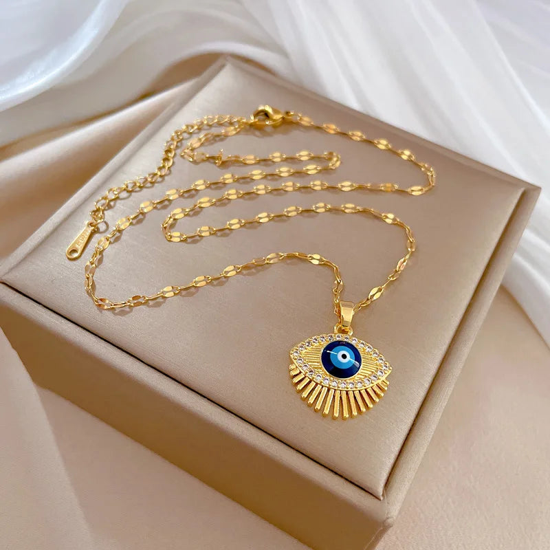 Lucky Charm Pendant Necklace Turkish Blue Eye