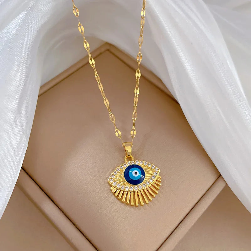 Lucky Charm Pendant Necklace Turkish Blue Eye