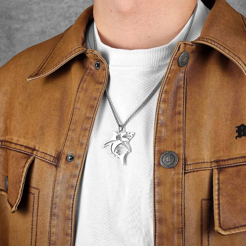 Shark Pendant Necklace for Men