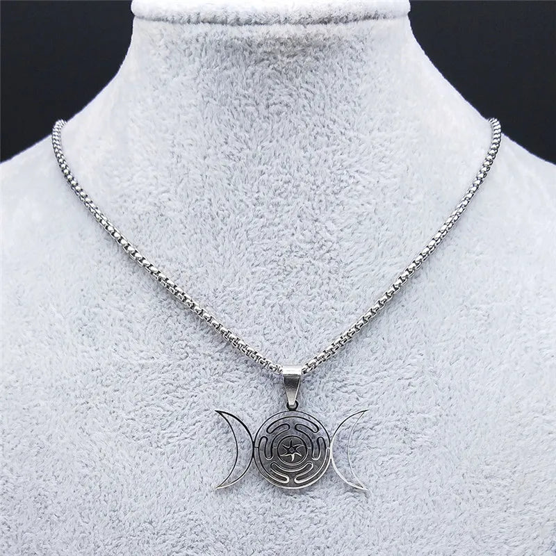 Hecate's Wheel Pendant Necklace Witchcraft Wiccan Strophalos silver 50 cm