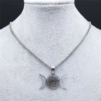 Hecate's Wheel Pendant Necklace Witchcraft Wiccan Strophalos silver 50 cm