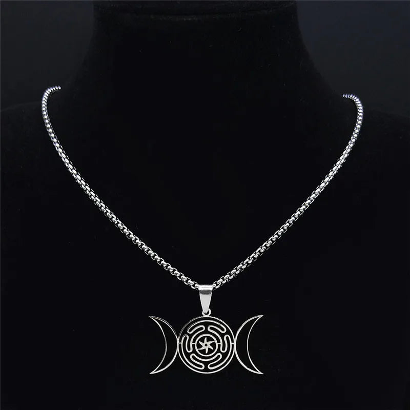 Hecate's Wheel Pendant Necklace Witchcraft Wiccan Strophalos silver 50 cm
