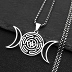 Hecate's Wheel Pendant Necklace Witchcraft Wiccan Strophalos silver 50 cm