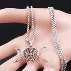 Hecate's Wheel Pendant Necklace Witchcraft Wiccan Strophalos silver 50 cm