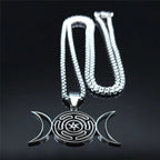 Hecate's Wheel Pendant Necklace Witchcraft Wiccan Strophalos silver 50 cm