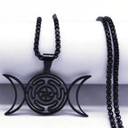 Hecate's Wheel Pendant Necklace Witchcraft Wiccan Strophalos black 60 cm