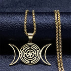 Hecate's Wheel Pendant Necklace Witchcraft Wiccan Strophalos gold 60 cm