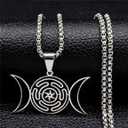 Hecate's Wheel Pendant Necklace Witchcraft Wiccan Strophalos silver 50 cm