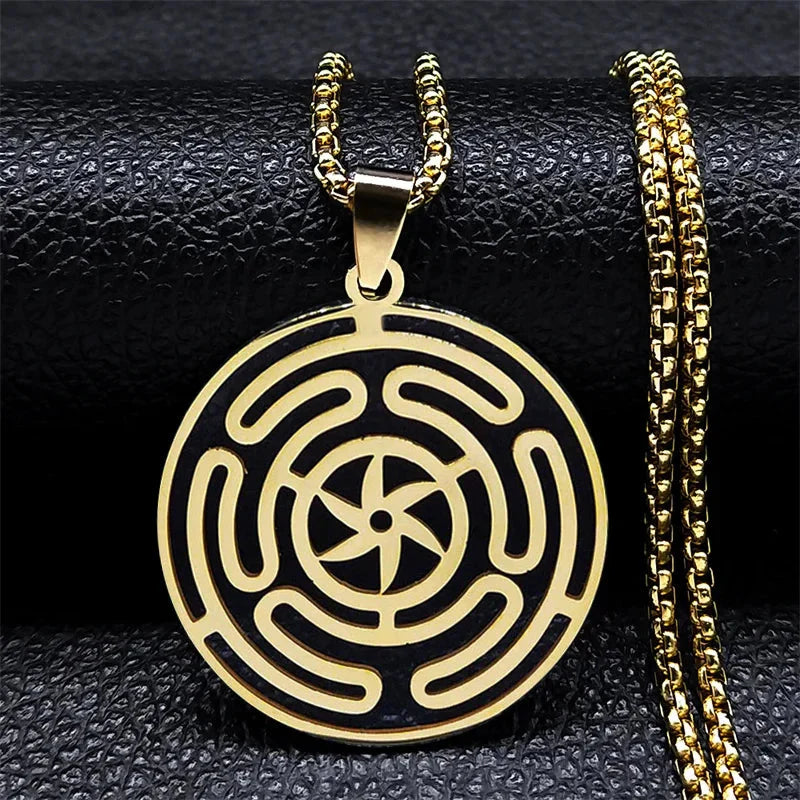 Hecate's Strophalos Wheel Pendant Necklace GOLD