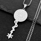 Hecate's Wheel Strophalos Pendant Necklace Witchcraft Wiccan silver 50 cm