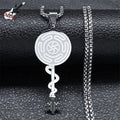 Hecate's Wheel Strophalos Pendant Necklace Witchcraft Wiccan silver 50 cm