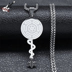 Hecate's Wheel Strophalos Pendant Necklace Witchcraft Wiccan silver 50 cm