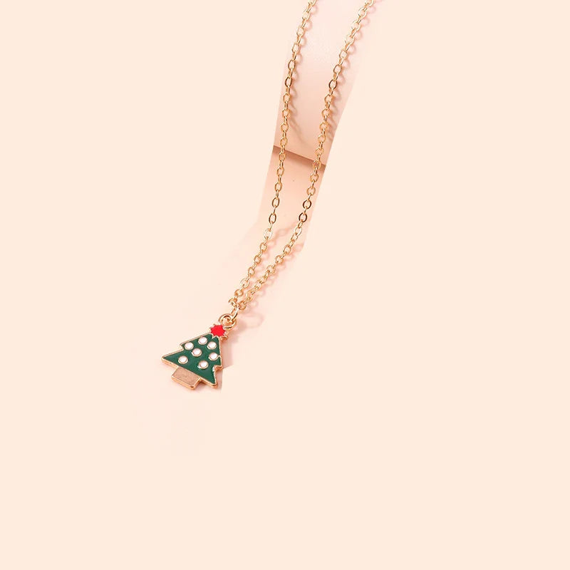 Snow Christmas Tree Pendant Necklace