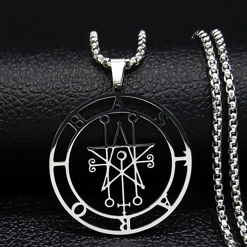 Demon Sigil Pendant Necklace silver