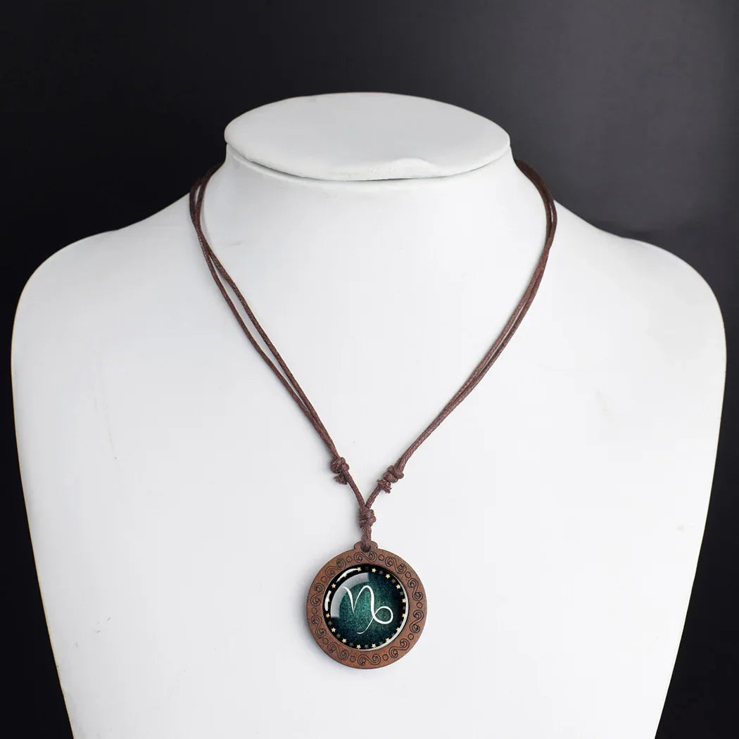 Zodiac Sign Pendant Necklace 12 Constellations Capricorn
