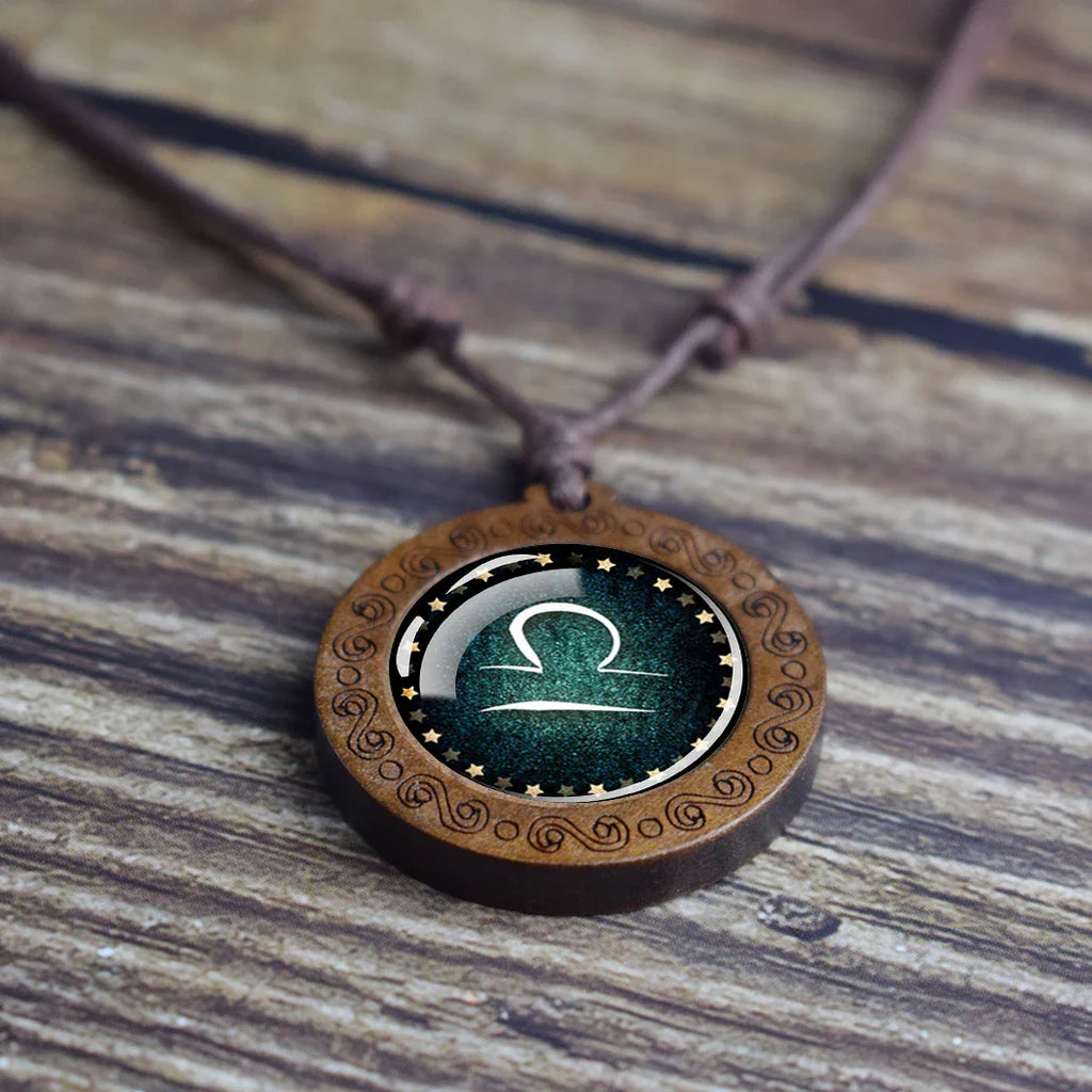 Zodiac Sign Pendant Necklace 12 Constellations Libra