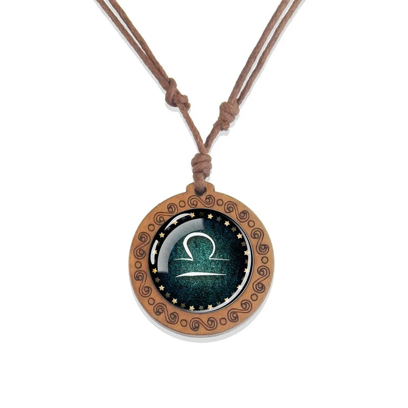 Zodiac Sign Pendant Necklace 12 Constellations Libra