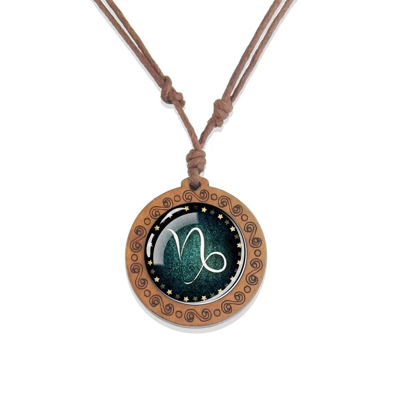 Zodiac Sign Pendant Necklace 12 Constellations Capricorn